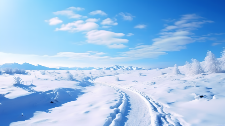 一望无际的迷人雪景摄影图版权图片下载