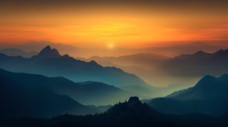 清晨山峰美景摄影图片