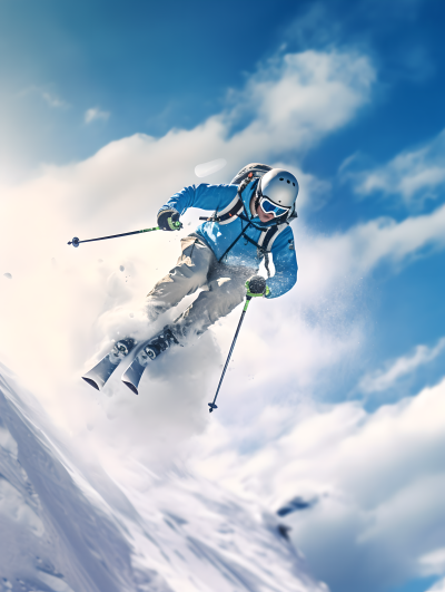 亚洲雪地运动员滑雪摄影图片