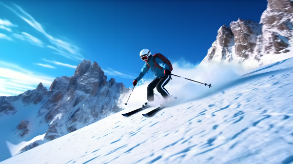 冬日滑雪爱好者近景摄影图