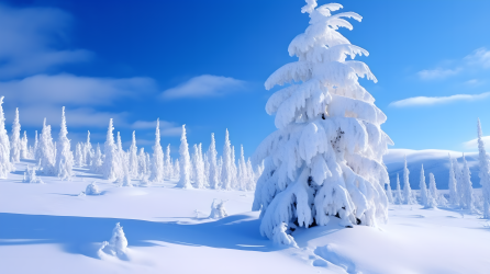 超高清松树雪景摄影图