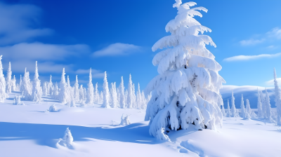 超高清松树雪景摄影图