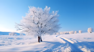 高清蓝天白雪冰天雪地摄影图