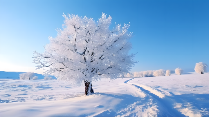 高清蓝天白雪冰天雪地摄影图版权图片下载