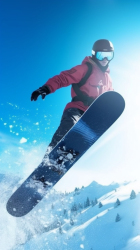 仰拍滑雪运动员雪山风景摄影图