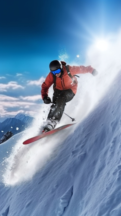 山地滑雪惊险刺激摄影版权图片下载