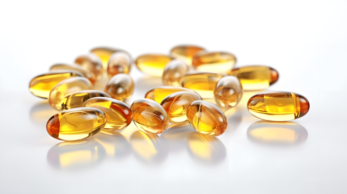 维生素胶囊与鱼油胶囊摄影图片