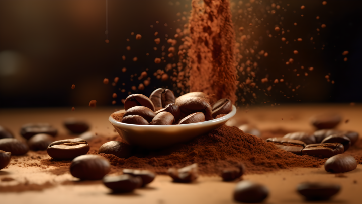 肉桂巧克力咖啡豆拿铁摄影版权图片下载