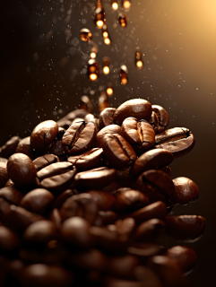 拍摄拉美式咖啡配肉桂巧克力和咖啡豆摄影图片