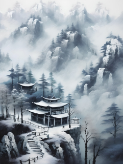 中国雪景山水摄影图片