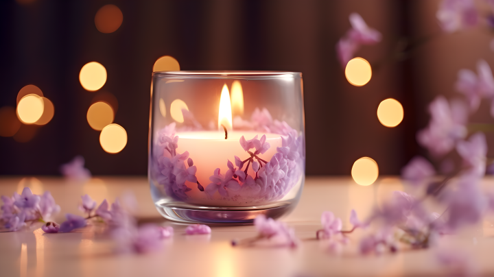 清新美丽的舒缓香氛蜡烛摄影版权图片下载