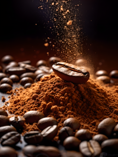 肉桂巧克力和咖啡豆拿铁摄影图片