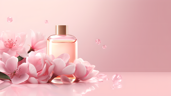 花朵和身体护肤品摄影图片