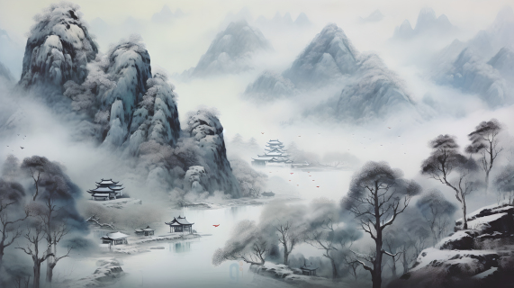 中国山水画风景摄影图片