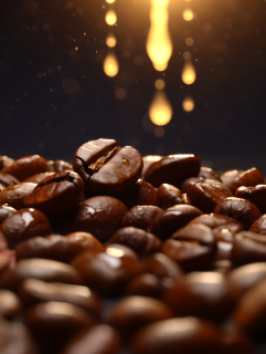 肉桂巧克力咖啡豆拼配的拿铁玛奇朵摄影图
