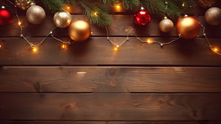 圣诞装饰木背景摄影版权图片下载