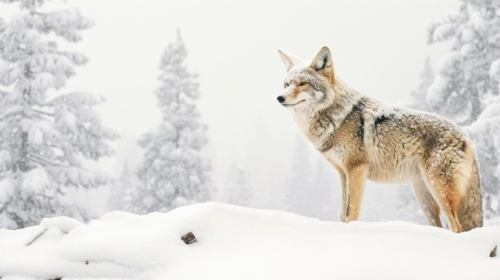 生动细腻的雪狼近景摄影图版权图片下载