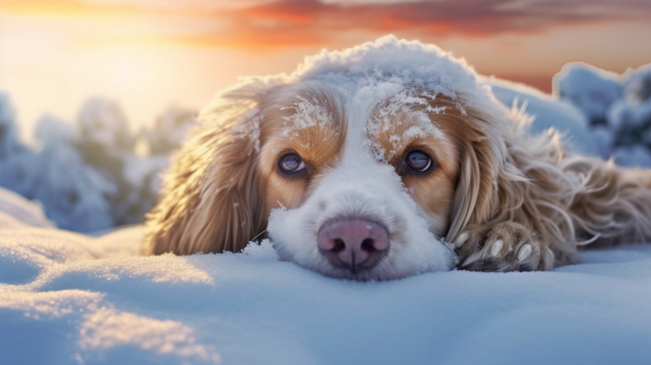 冬日中的小狗版权图片下载
