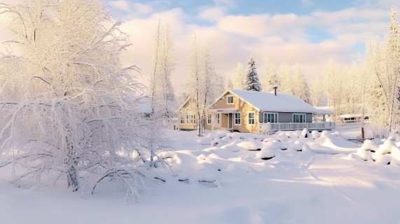 雪覆盖的树木艺术摄影图