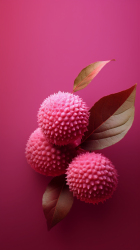 荔枝水果玫粉色背景摄影图