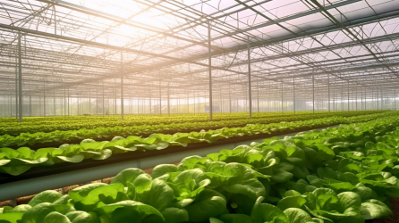 宽敞明亮的蔬菜种植温室摄影图片