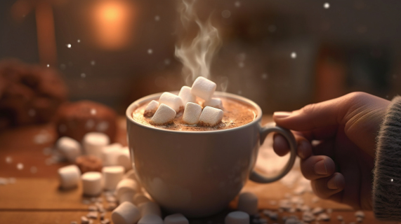 温暖柔和，仿佛软边的热巧克力慕斯摄影图