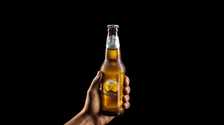 啤酒瓶握在手中的男人摄影版权图片下载
