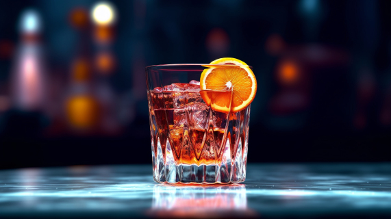 橙子冰上的鸡尾酒摄影图