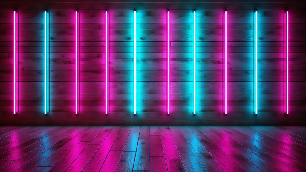 霓虹灯走廊摄影图版权图片下载