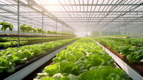 合理布局的蔬菜种植温室摄影图片