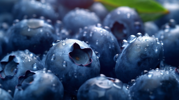 带水珠的蓝莓特写摄影图片