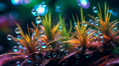 如梦如幻的水滴在植物上的摄影图片