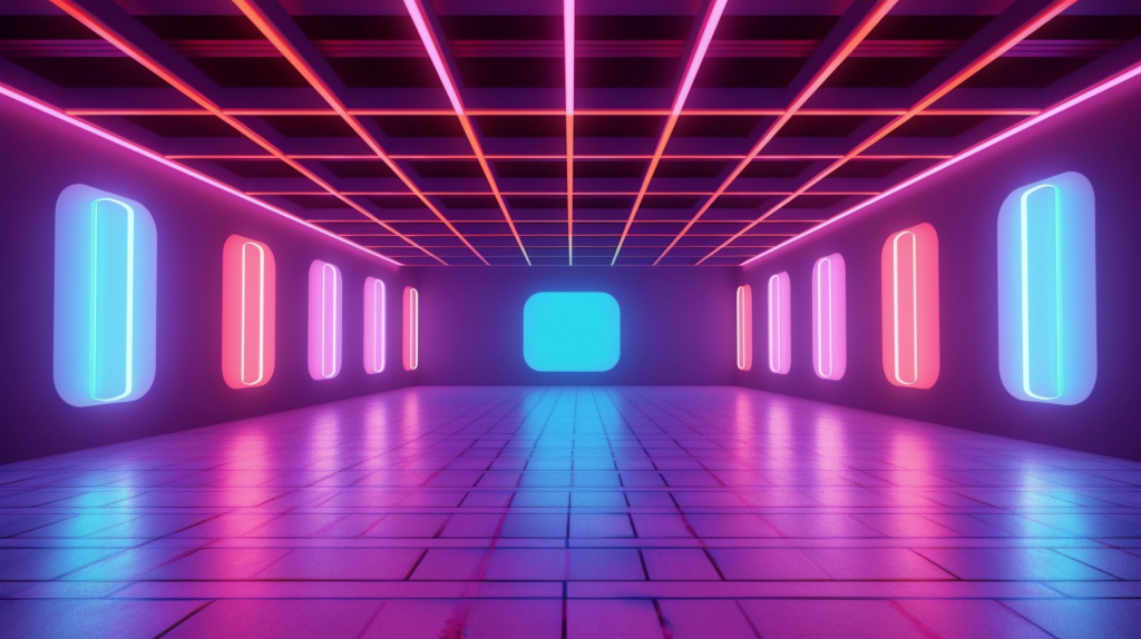 霓虹光走廊史诗背景摄影图