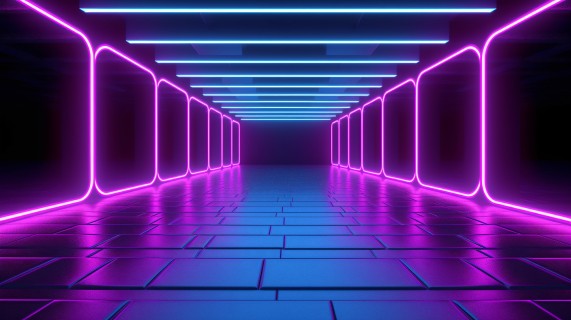 霓虹灯现实主义走廊摄影图