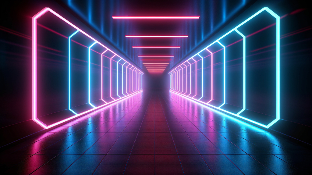 灯光霓虹灯走廊摄影版权图片下载