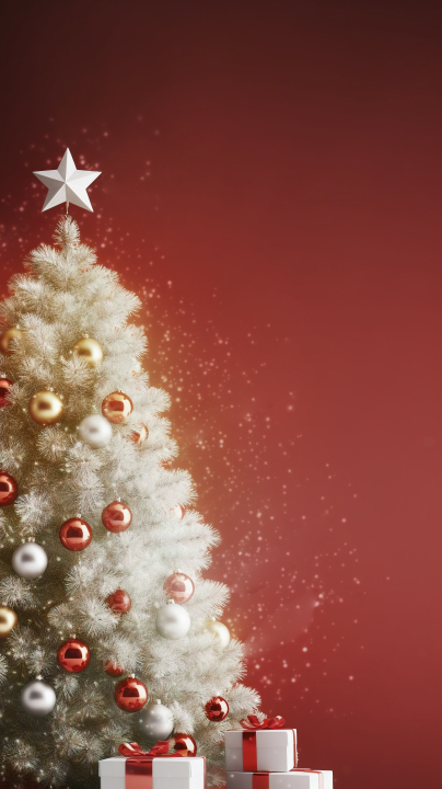 白色圣诞树背景高清摄影版权图片下载