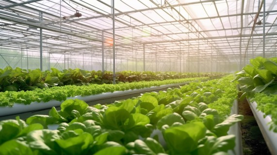 明亮宽敞的蔬菜种植大棚摄影图片