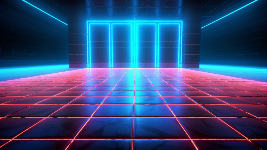 霓虹光廊道摄影图版权图片下载