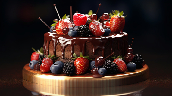 水果巧克力蛋糕摄影图