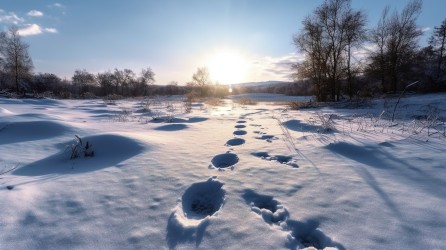 冬日足迹痕迹的寓意性未来主义摄影图