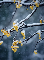 雪枝黄花唯美摄影图