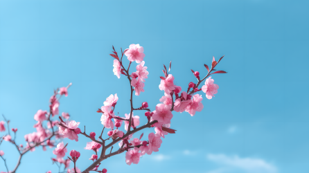 清澈蓝天下的梨花摄影图片