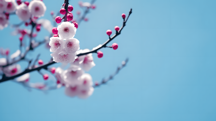 桃花枝粉色桃花近景摄影图片