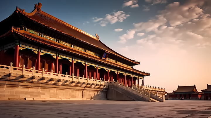 北京故宫宫殿夕阳景色摄影版权图片下载