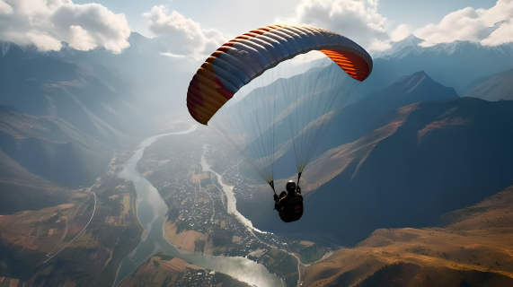 空中极限运动跳伞摄影图片