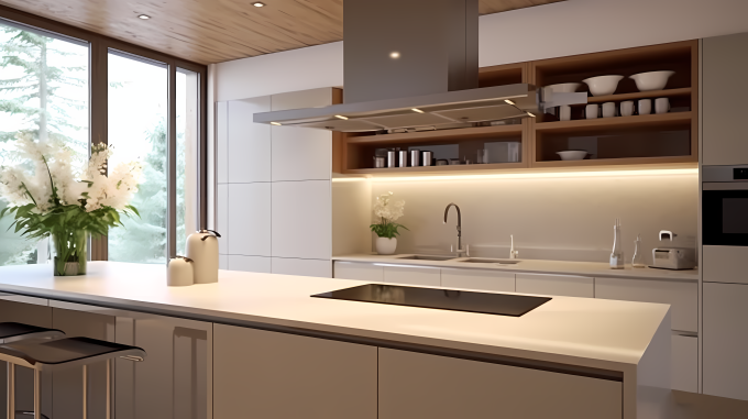 厨房灶台现代简约装修摄影图片