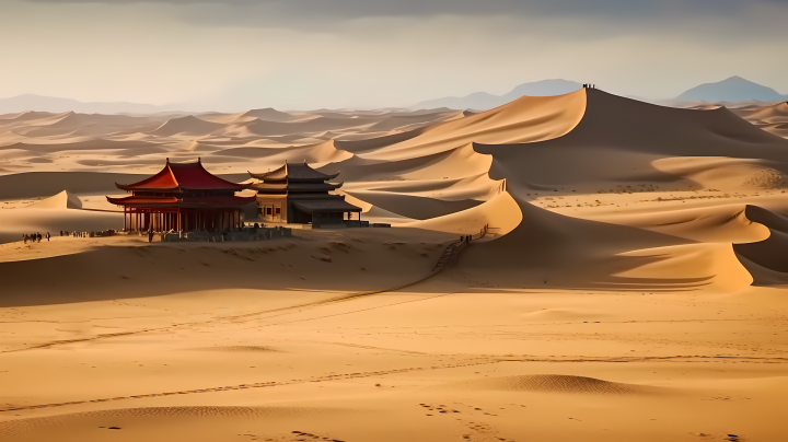 敦煌旅游独特气候下的沙漠风景摄影图版权图片下载