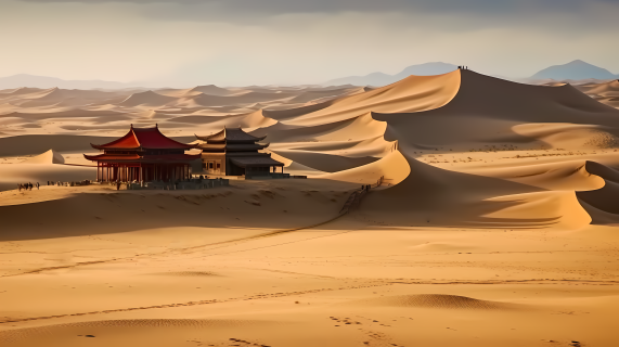 敦煌旅游独特气候下的沙漠风景摄影图