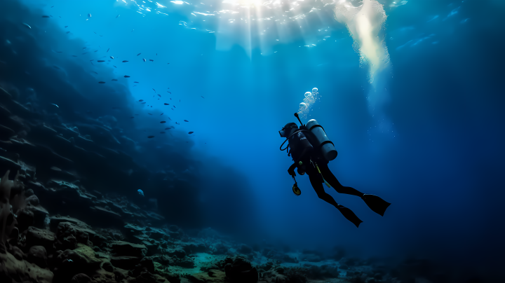 挑战极限运动潜水摄影图版权图片下载