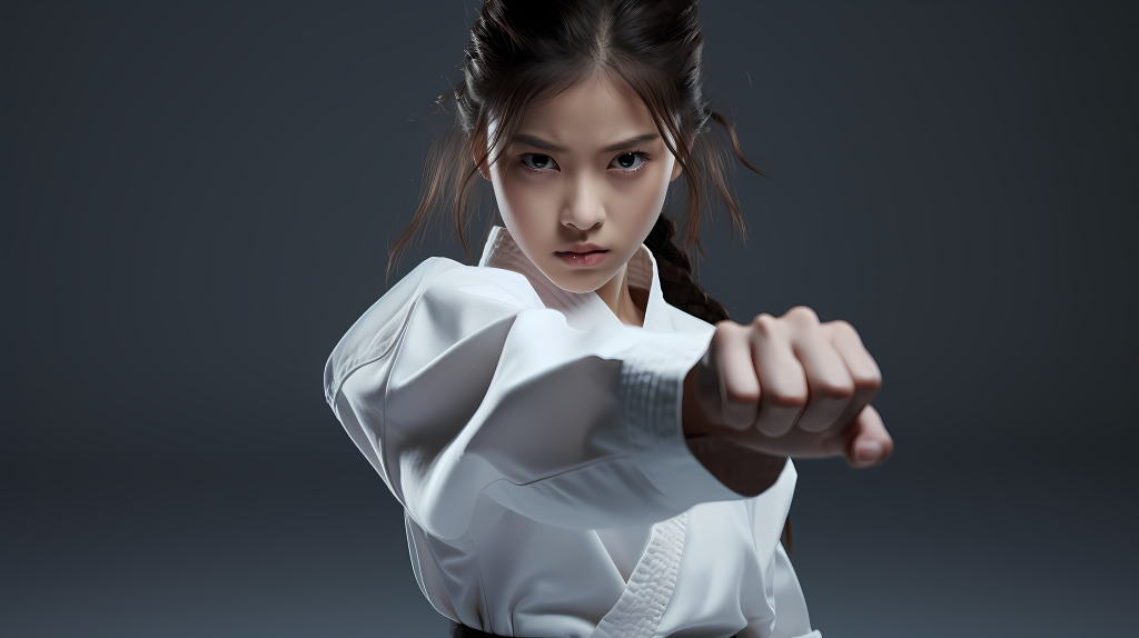 跆拳道女孩训练摄影版权图片下载